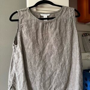 Vintage Casual Gray Linen Tank Top